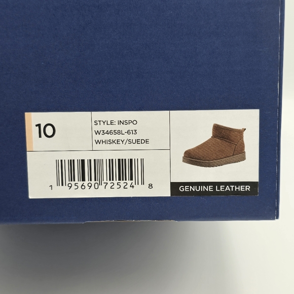 NIB White Mountain Inspo Leather & Faux Fur Ankle Booties, Whiskey/Suede, Sz. 10 - Picture 2 of 16